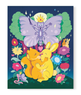 Illustration zweier Tiere, die sich küssen